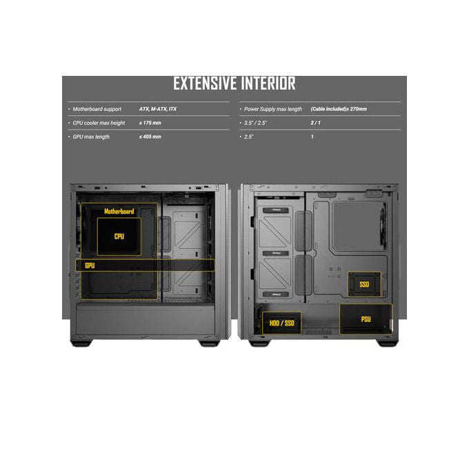 Antec P7 S, Case PC Mid-Tower, 4 Ventole PWM, Aspirazione Frontale a Doppia Rete Laterale, Supporto Radiatore 360 mm, Type-C 3.2 Gen 2