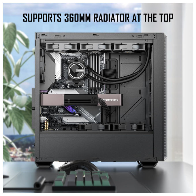 Antec P7 S, Case PC Mid-Tower, 4 Ventole PWM, Aspirazione Frontale a Doppia Rete Laterale, Supporto Radiatore 360 mm, Type-C 3.2 Gen 2