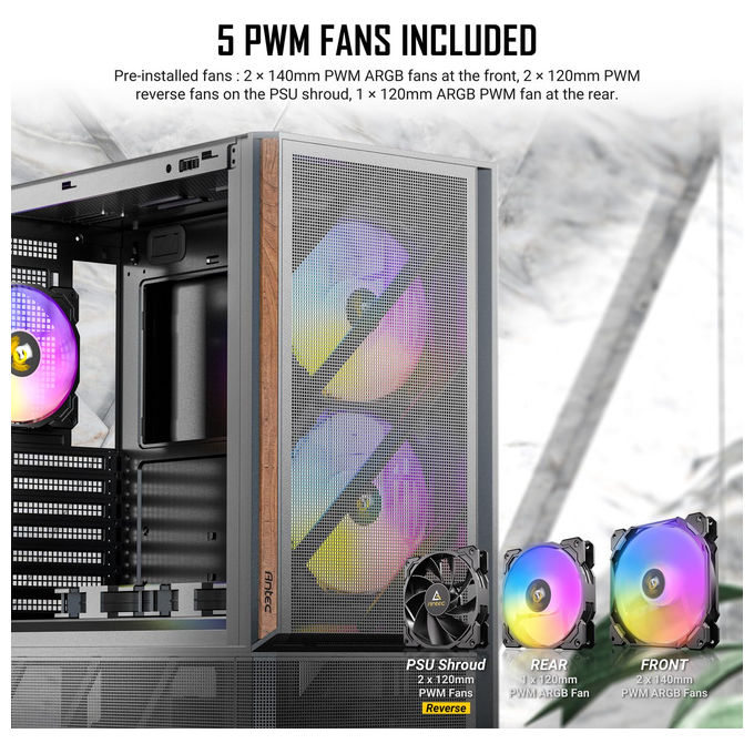 Antec P30 ARGB, Cabinet Midi-Tower, Nero