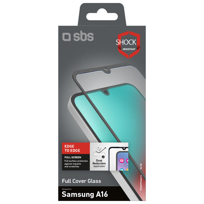 Sbs, Pellicola Protettiva Full Cover in Vetro Temperato Trasparente per Samsung Galaxy A16