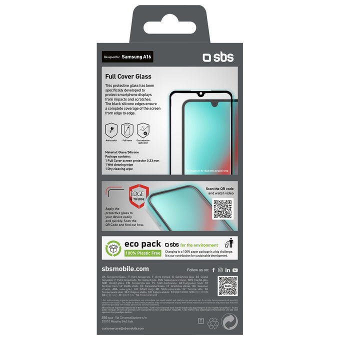 Sbs, Pellicola Protettiva Full Cover in Vetro Temperato Trasparente per Samsung Galaxy A16