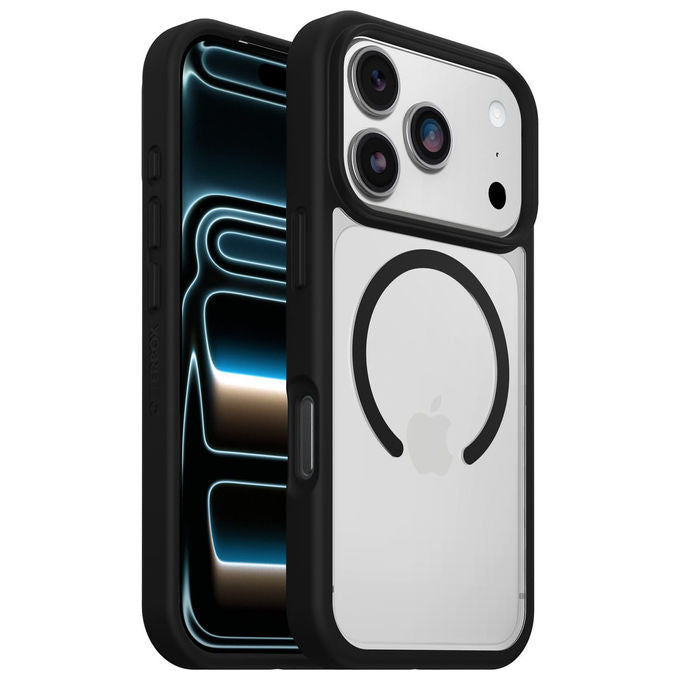 OtterBox, Cover React Series MagSafe, Antiurto, Ultrasottile, Trasparente-Nero, Per iPhone 17 Pro