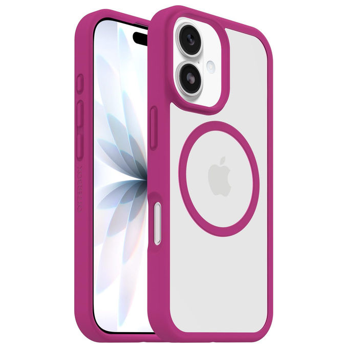 OtterBox, React Series MagSafe, Cover iPhone 17, Ultrasottile, Resistente a shock e cadute, Trasparente-Rosa