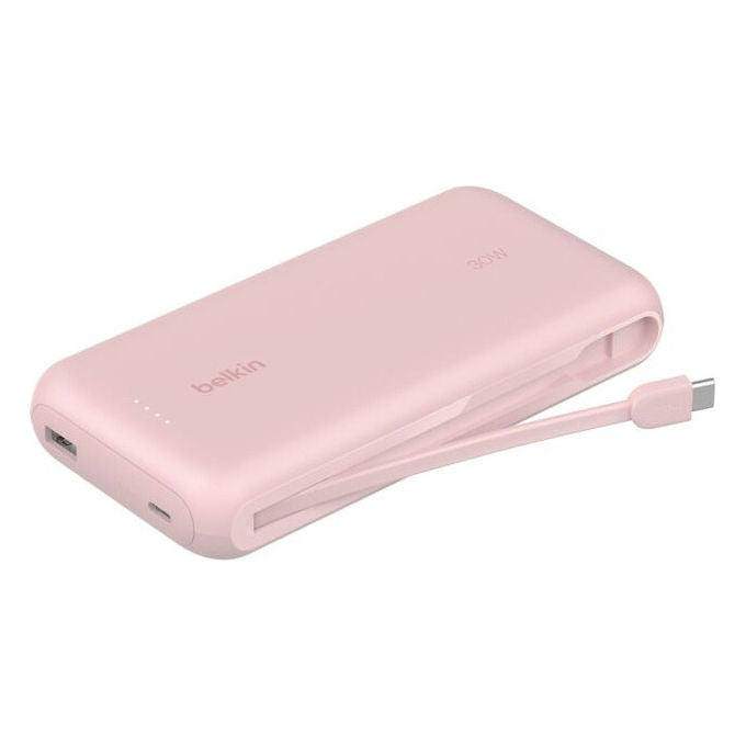 Belkin, Powerbank 20000 mAh, BoostCharge con cavo USB-C integrato, Rosa