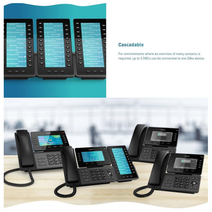 Snom, Modulo di espansione D8C, per telefoni fissi D8xx, Display TFT a colori, 60 tasti programmabili, USB Plug and Play