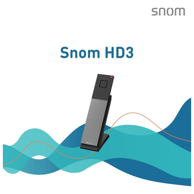 Snom Snom, Telefono Cordless HD3, DECT, Base di Ricarica, Antibatterico, Espandibile