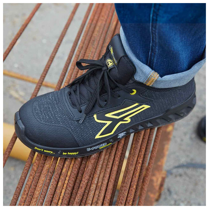 U-Power Frank S1P SRC ESD, Scarpe Antinfortunistiche Unisex Nero Giallo