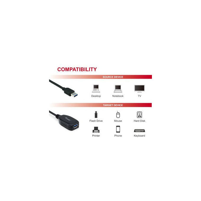 Equip, Cavo USB 3.2 Gen 1, 10 m, USB A, Nero