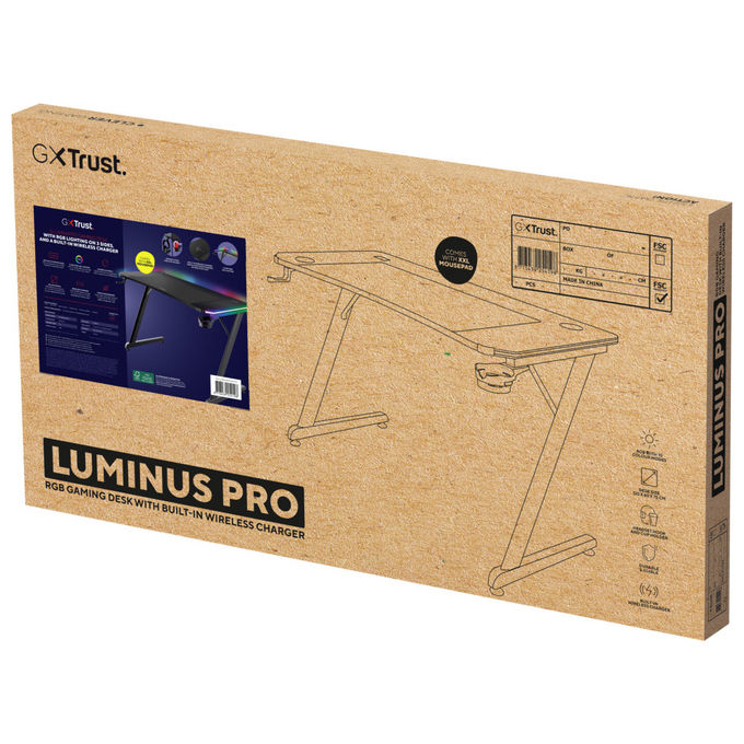Trust GXT 710 Luminus Pro, Scrivania Gaming RGB