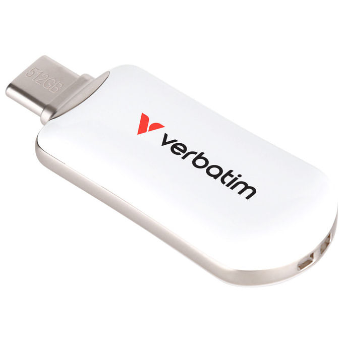 Verbatim, Chiavetta USB, Pen Drive Plectra, 512GB, USB-C 3.2 Gen 1, Bianca
