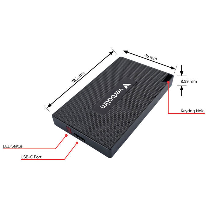 Verbatim, SSD Esterno 512 GB, USB Tipo-C, USB 3.2 Gen 2x2, Grigio