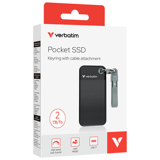 Verbatim, SSD Portatile, 2 TB, USB Tipo-C 3.2 Gen 2, Nero-Grigio