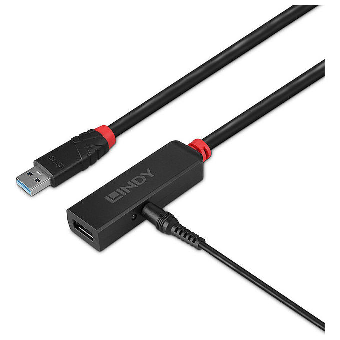 Lindy, Hub USB 3.2 Gen 1 Type-C, 5000 Mbit-s, Nero, Prolunga Attiva USB 3.0 Slim 15m