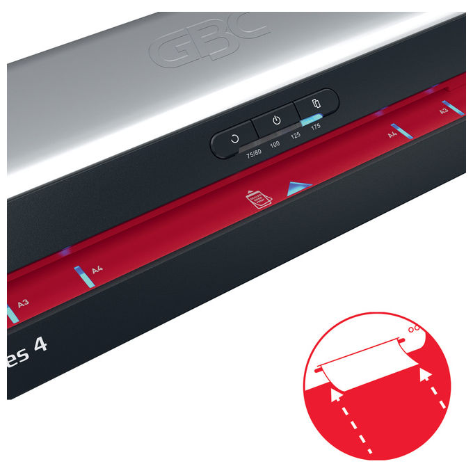 GBC Office 480HS A3, Plastificatrice a Caldo, 800 mm-min, Nero e Inox