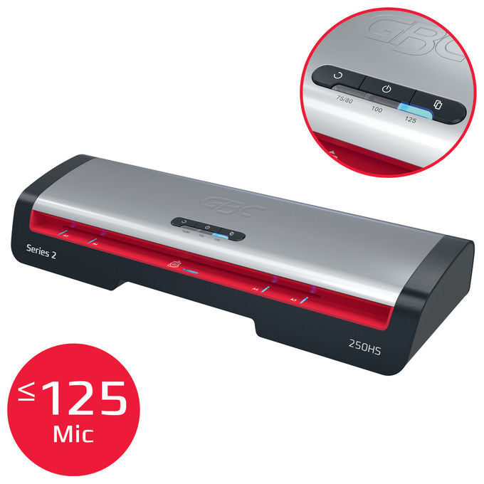 GBC 250HS A3, Plastificatrice a Caldo, 500 mm-min, Nero e Acciaio Inox