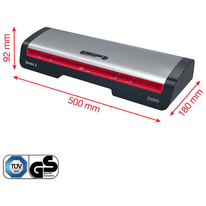 GBC 250HS A3, Plastificatrice a Caldo, 500 mm-min, Nero e Acciaio Inox