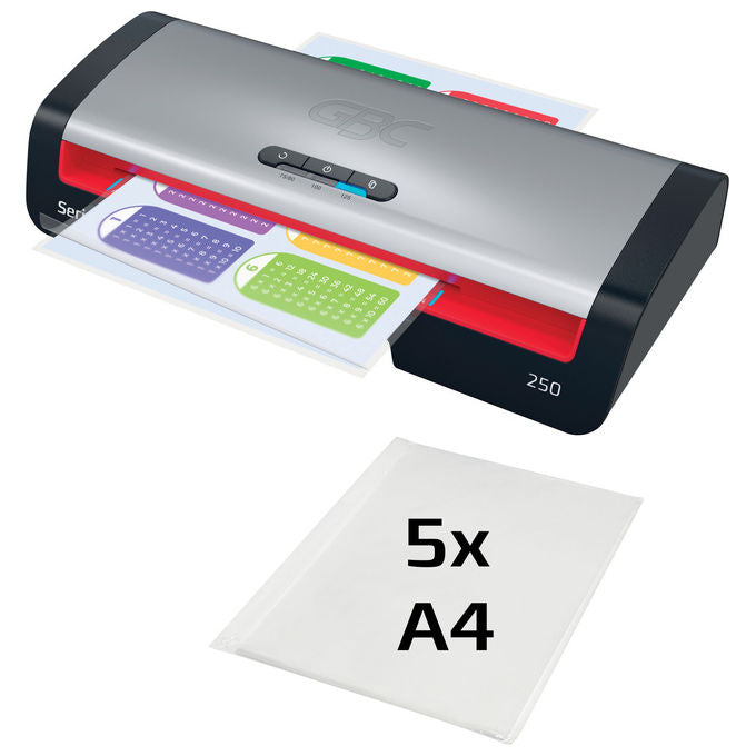 GBC, Plastificatrice a Caldo, 500 mm-min, A4, 250 Office, Nero, Acciaio Inox