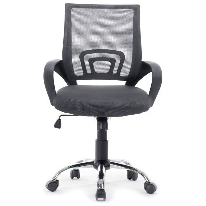 Equip, Sedia da Ufficio, Seduta Imbottita, Schienale a Rete, Grigio Scuro