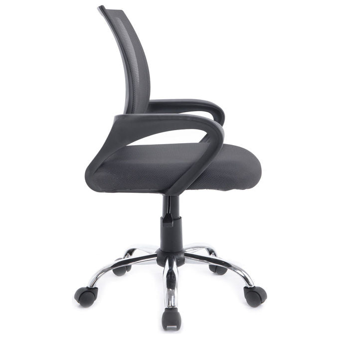 Equip, Sedia da Ufficio, Seduta Imbottita, Schienale a Rete, Grigio Scuro