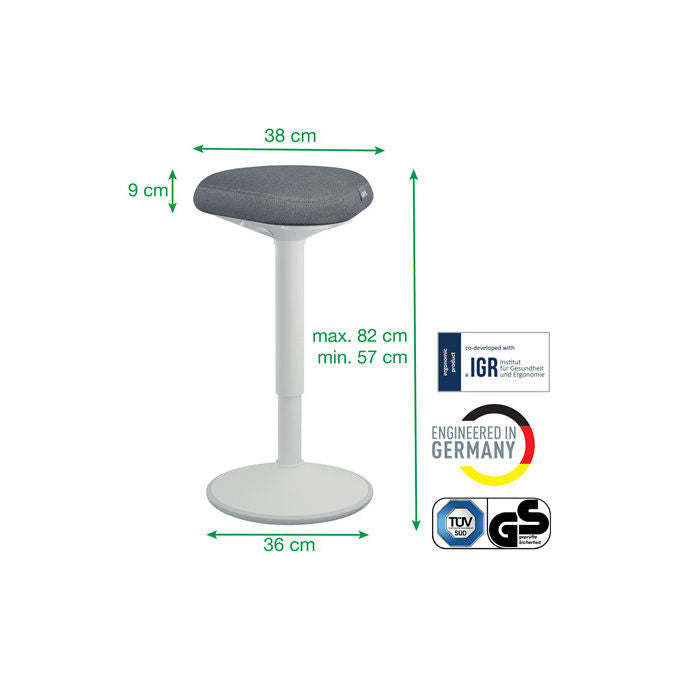 Leitz, Sedia da Ufficio, Seduta Imbottita, Sgabello Attivo Ergo con Seduta Comfort