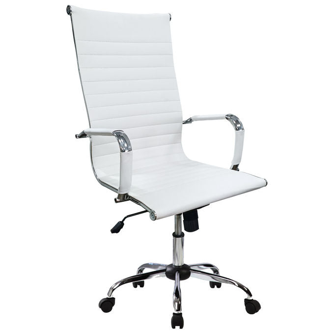 Equip, Sedia Ufficio Ergonomica, Seduta e Schienale Imbottiti, Rivestimento a Coste, Bianca
