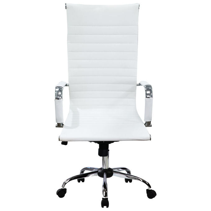 Equip, Sedia Ufficio Ergonomica, Seduta e Schienale Imbottiti, Rivestimento a Coste, Bianca