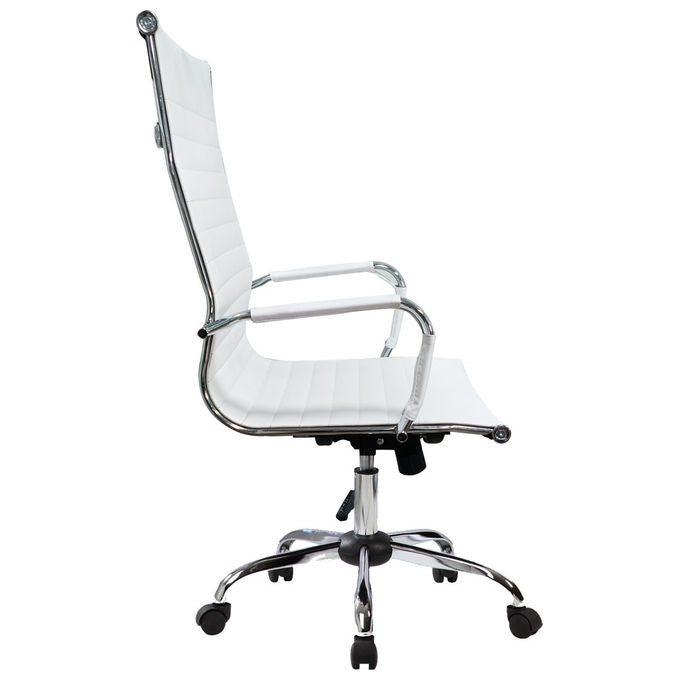 Equip, Sedia Ufficio Ergonomica, Seduta e Schienale Imbottiti, Rivestimento a Coste, Bianca