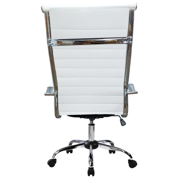 Equip, Sedia Ufficio Ergonomica, Seduta e Schienale Imbottiti, Rivestimento a Coste, Bianca