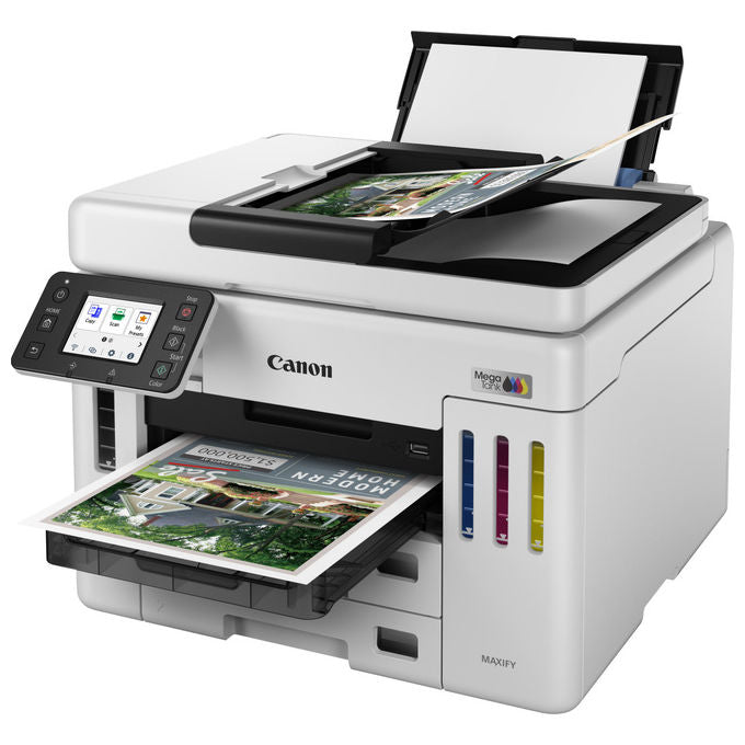 Canon GX7150 MAXIFY Stampante Multifunzione Inkjet A4 24 ppm Wi-Fi Ethernet USB ADF 50 fogli 600 fogli MegaTank colore Bianco