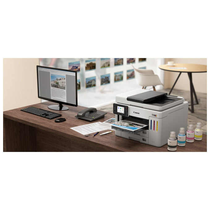 Canon GX7150 MAXIFY Stampante Multifunzione Inkjet A4 24 ppm Wi-Fi Ethernet USB ADF 50 fogli 600 fogli MegaTank colore Bianco
