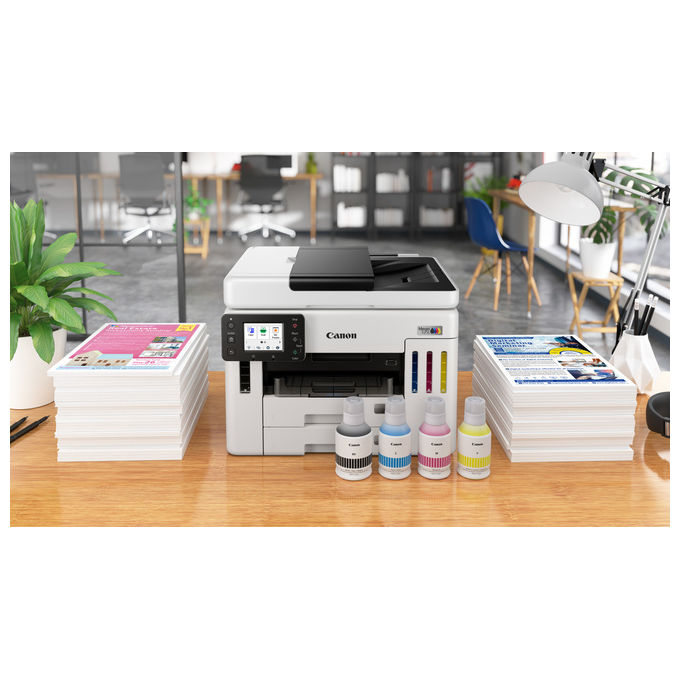 Canon GX7150 MAXIFY Stampante Multifunzione Inkjet A4 24 ppm Wi-Fi Ethernet USB ADF 50 fogli 600 fogli MegaTank colore Bianco