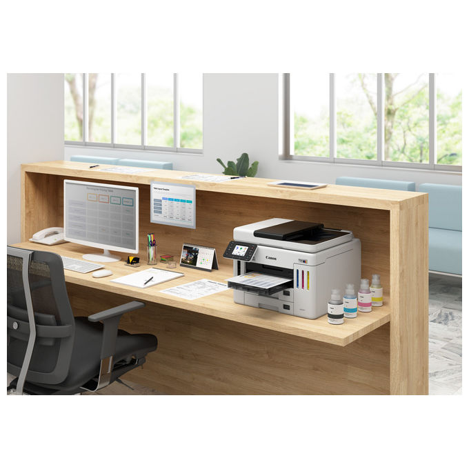 Canon GX7150 MAXIFY Stampante Multifunzione Inkjet A4 24 ppm Wi-Fi Ethernet USB ADF 50 fogli 600 fogli MegaTank colore Bianco