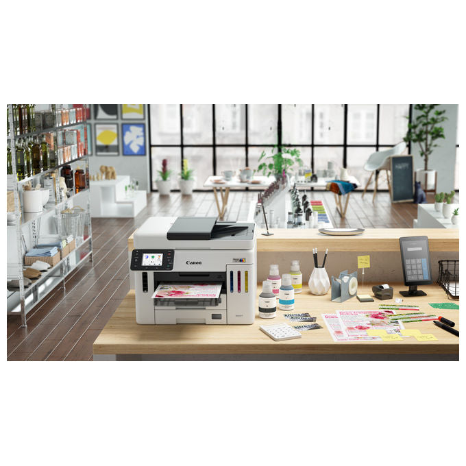 Canon GX7150 MAXIFY Stampante Multifunzione Inkjet A4 24 ppm Wi-Fi Ethernet USB ADF 50 fogli 600 fogli MegaTank colore Bianco