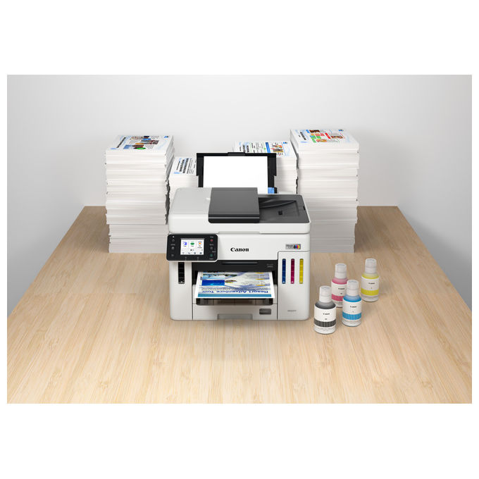 Canon GX7150 MAXIFY Stampante Multifunzione Inkjet A4 24 ppm Wi-Fi Ethernet USB ADF 50 fogli 600 fogli MegaTank colore Bianco