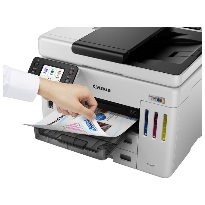 Canon GX7150 MAXIFY Stampante Multifunzione Inkjet A4 24 ppm Wi-Fi Ethernet USB ADF 50 fogli 600 fogli MegaTank colore Bianco