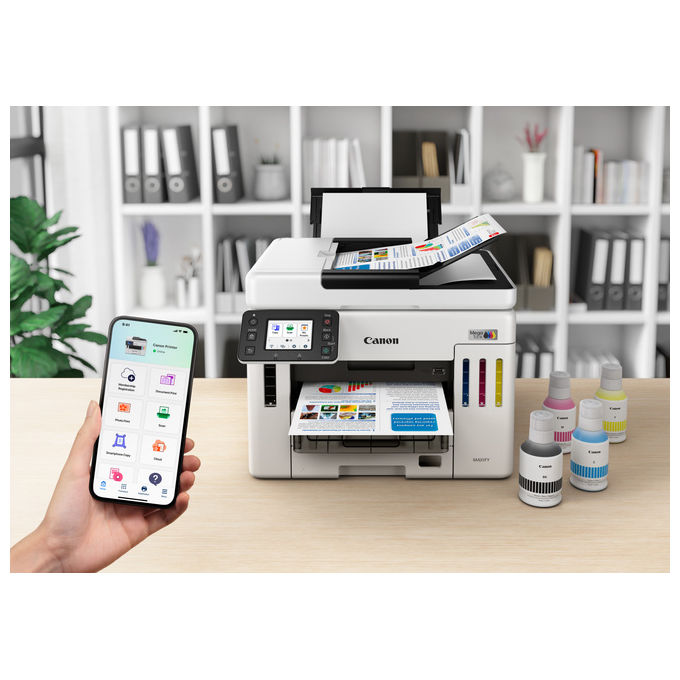 Canon GX7150 MAXIFY Stampante Multifunzione Inkjet A4 24 ppm Wi-Fi Ethernet USB ADF 50 fogli 600 fogli MegaTank colore Bianco