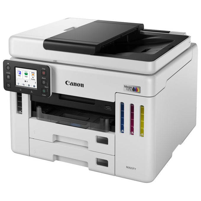 Canon GX7150 MAXIFY Stampante Multifunzione Inkjet A4 24 ppm Wi-Fi Ethernet USB ADF 50 fogli 600 fogli MegaTank colore Bianco