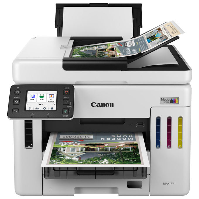 Canon GX7150 MAXIFY Stampante Multifunzione Inkjet A4 24 ppm Wi-Fi Ethernet USB ADF 50 fogli 600 fogli MegaTank colore Bianco