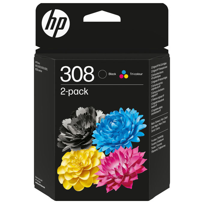 HP, 2 Cartucce Inchiostro 308, Nero e Tricromia, Originali