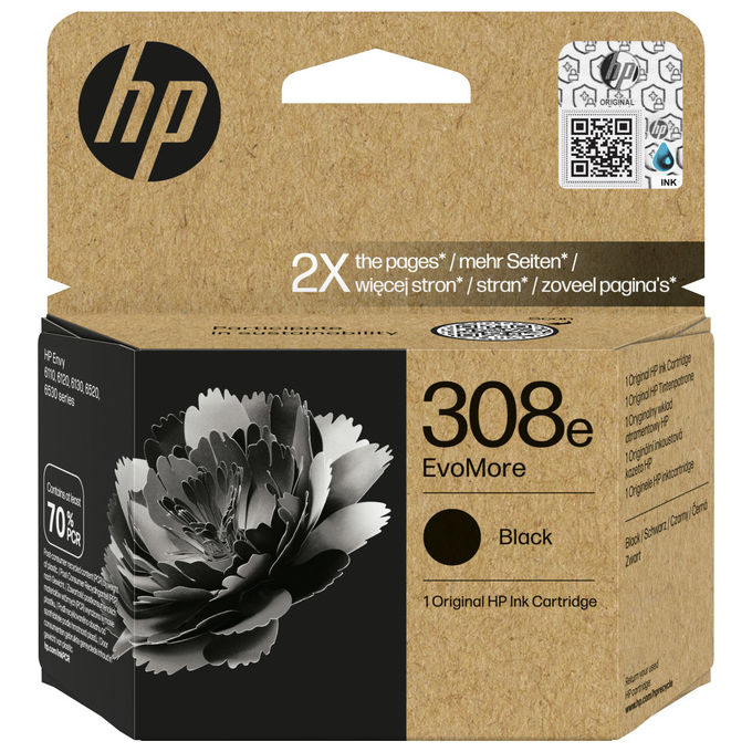 HP 308e, Cartuccia Inchiostro Nero Originale EvoMore