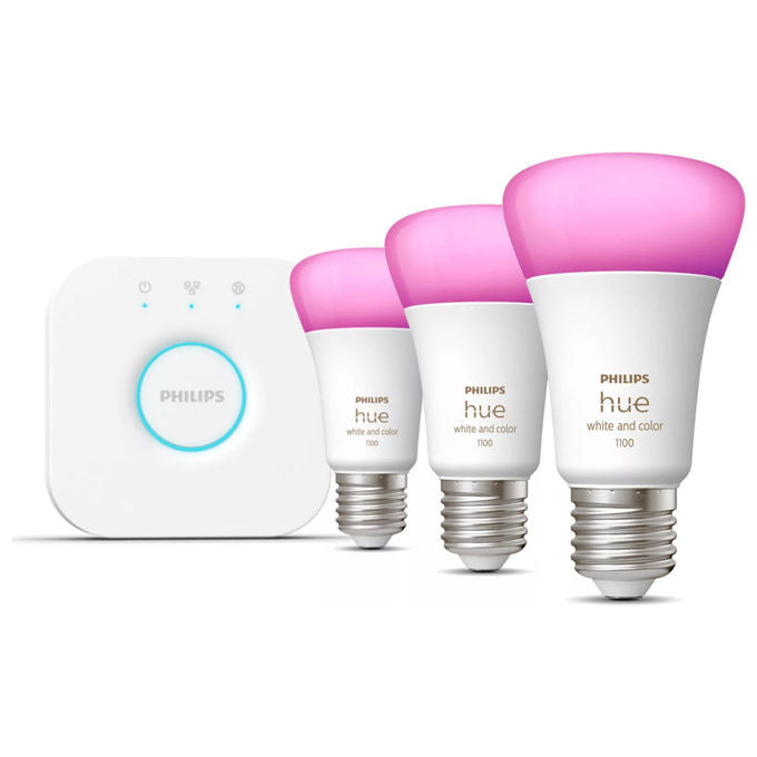 Philips Hue, Starter KIT_, 3 Lampadine Smart E27, 75W, White and Color Ambiance