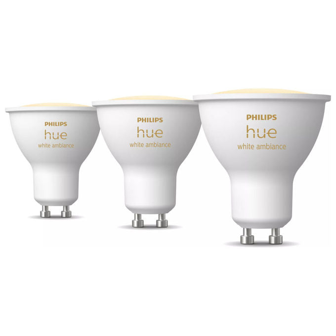 Philips, Faretto Connesso GU10 White Ambiance, LED 5W, Confezione da 3