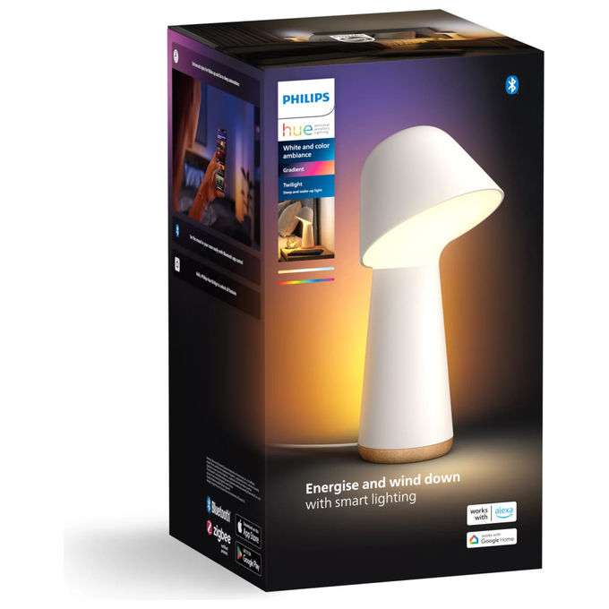 Philips Hue, Lampada da Tavolo Twilight, Bianca, Luce per Sveglia e Sonno