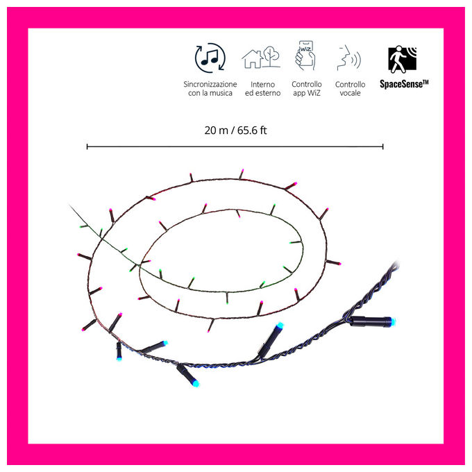 WiZ Philips, Catena Luminosa LED Intelligente 20 m Fairy Light