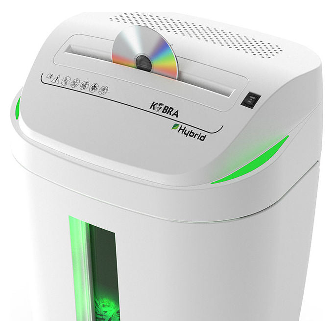 KOBRA, Distruggidocumenti a Strisce S6-HYBRID, 55 dB, 24 cm, Trasparente Bianco