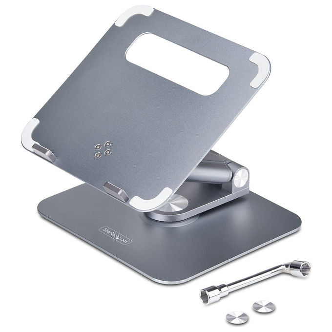 StarTech.com, Supporto PC Portatile con Base Girevole 360°, Regolabile in Altezza, Alluminio, Argento