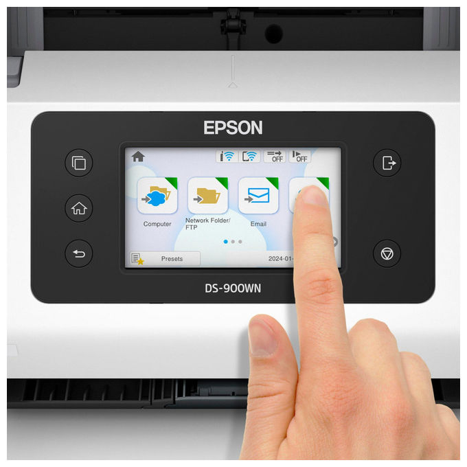 Epson, Scanner a Foglio A4 WorkForce DS-900WN, 600 x 600 DPI, Bianco