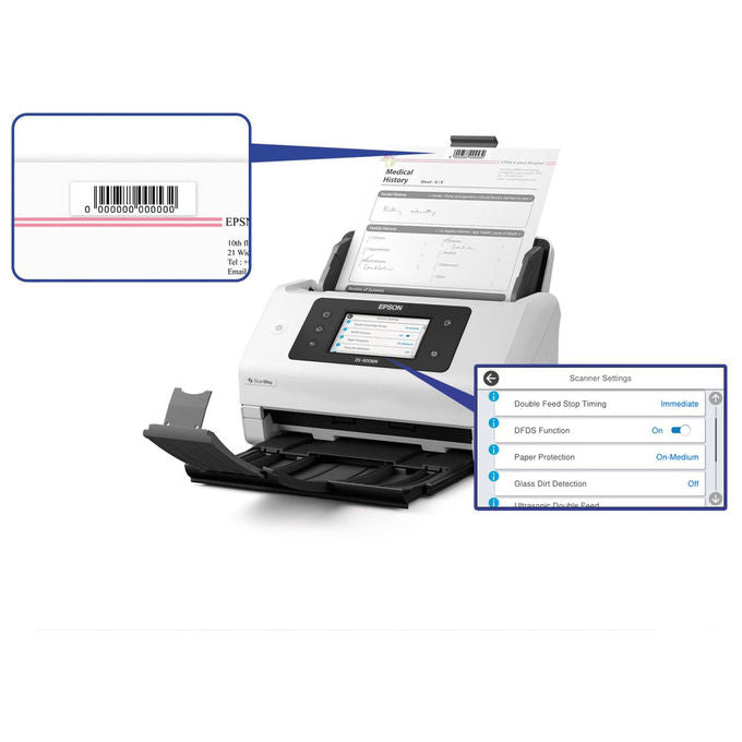Epson, Scanner a Foglio A4 WorkForce DS-900WN, 600 x 600 DPI, Bianco
