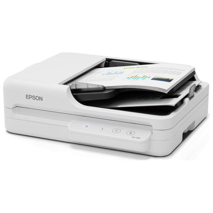 Epson, Scanner piano e ADF DS-1730, 1200 x 1200 DPI, A4, Nero, Bianco