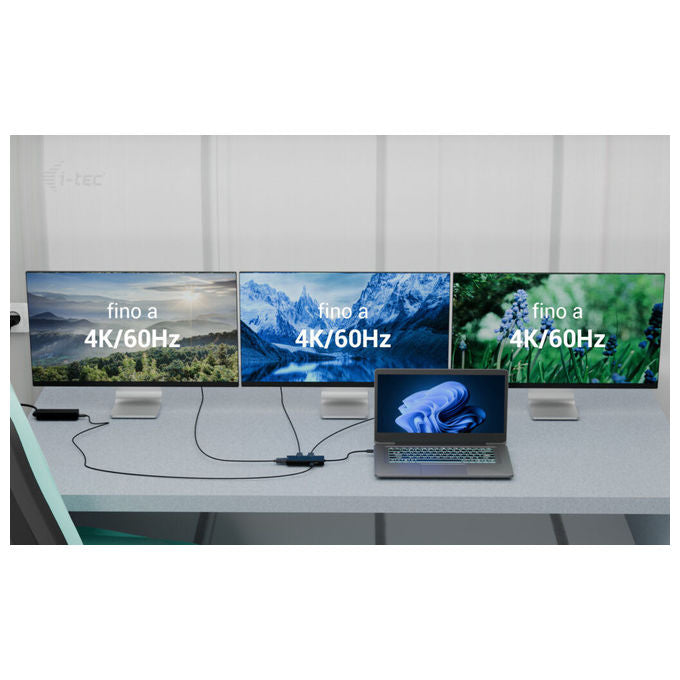 I-tec, Adattatore Video USB-C Triplo 4K HDMI, Power Delivery 100W